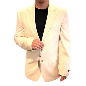 Size 42L Covington Mens Blazer Jacket Ivory White Linen NWT Nautical Old Money